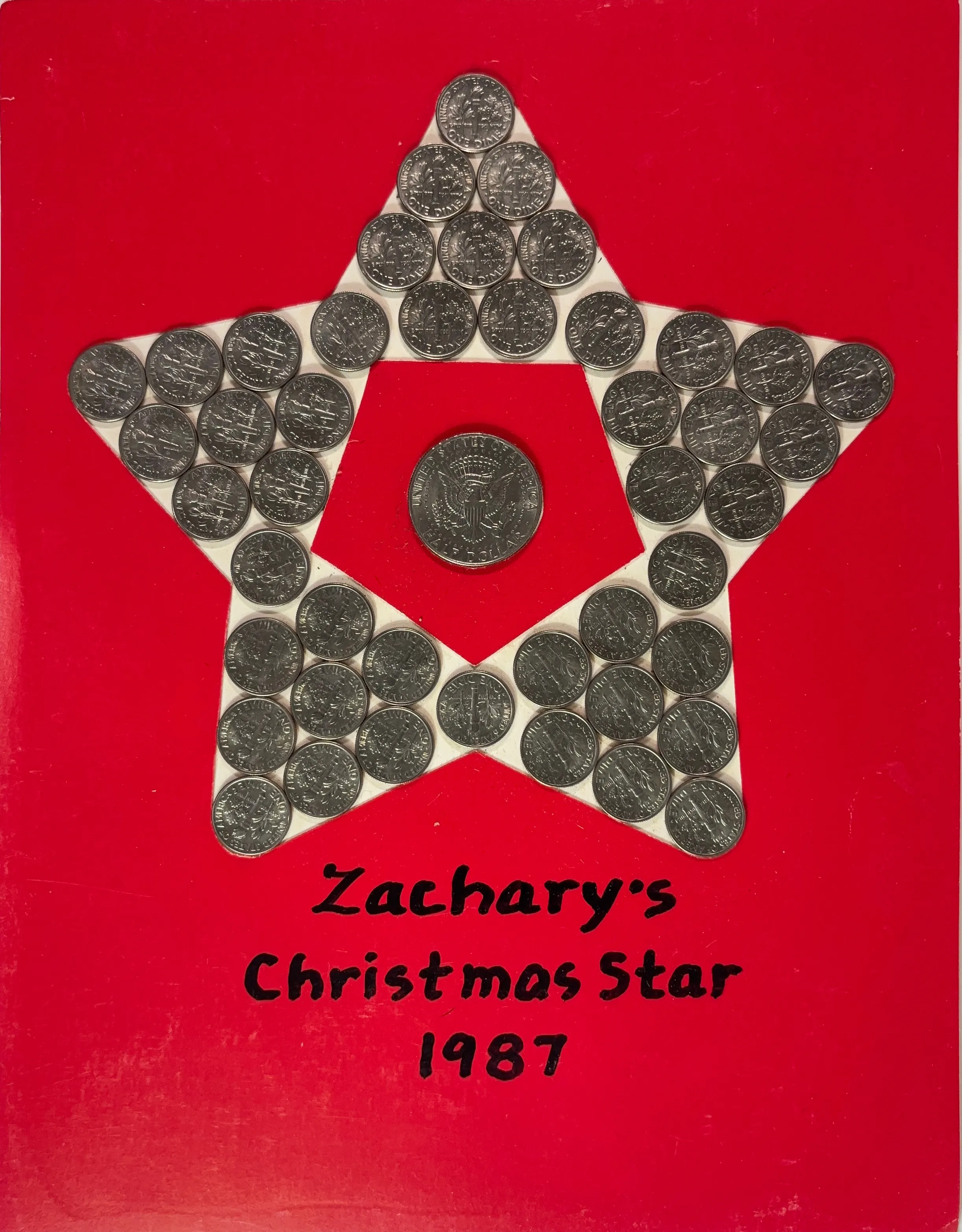 A Christmas star made of US Coins