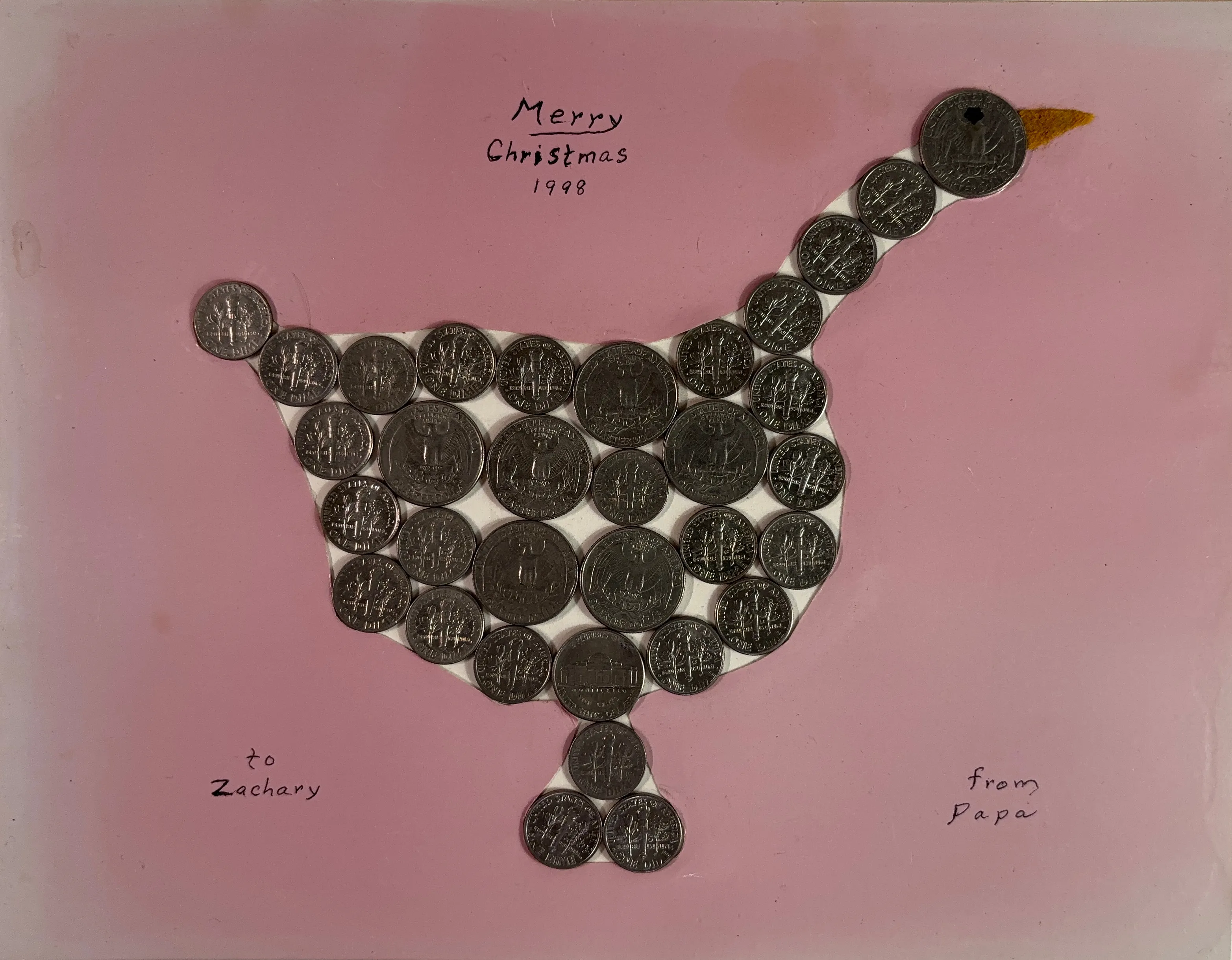 A swan made of US Coins