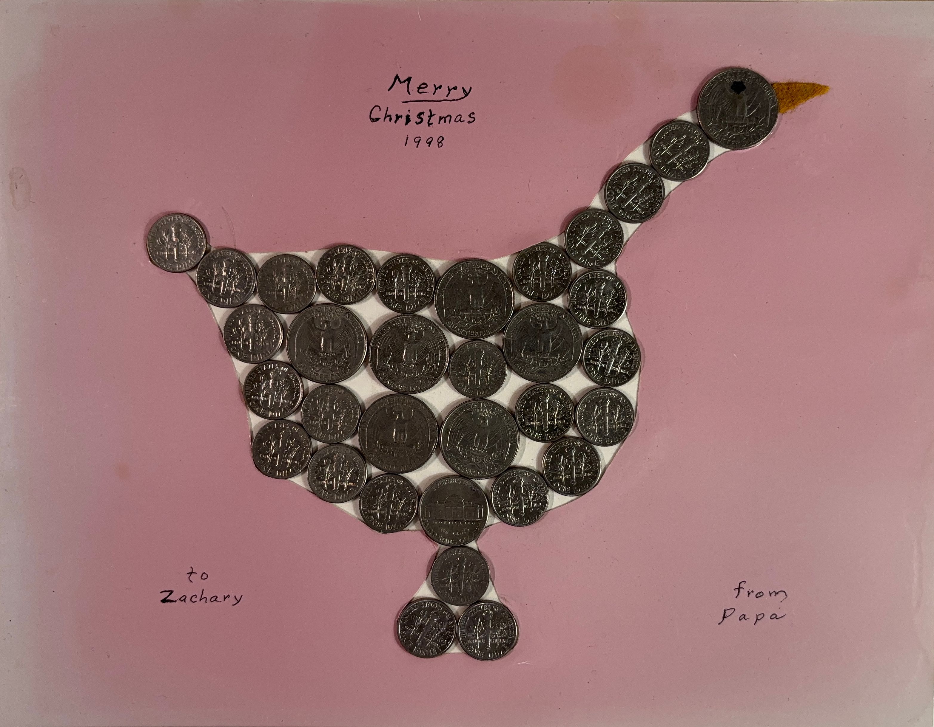 A swan made of US Coins